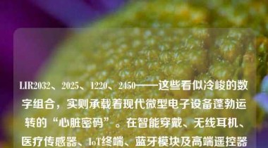 LIR2032、2025、1220、2450——这些看似冷峻的数字组合，实则承载着现代微型电子设备蓬勃运转的“心脏密码”。在智能穿戴、无线耳机、医疗传感器、IoT终端、蓝牙模块及高端遥控器等轻薄化、长续航场景中，一款性能稳定、安全可靠、可反复充放的锂离子纽扣电池，正悄然成为工程师与终端用户共同关注的技术焦点。而近期市场火热的“LIR系列可充锂电+专用智能充电器”组合套装，正以3.6V标称电压、高能量密度、现货直发与限时优惠等多重优势，掀起一场微型储能方案的升级浪潮。