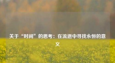 关于“时间”的思考：在流逝中寻找永恒的意义