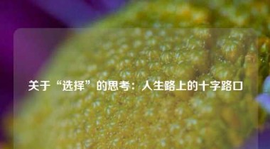 关于“选择”的思考：人生路上的十字路口