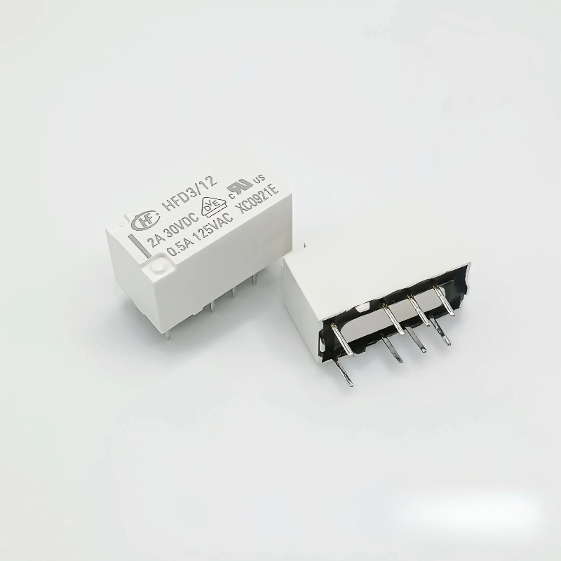 宏发信号继电器HFD3/3 5 12 24 直插贴片二 组转换2A HFD3/3-L1SR