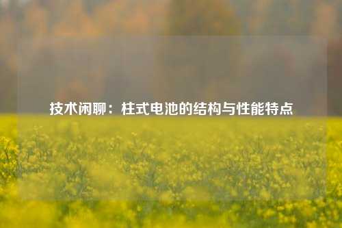 技术闲聊：柱式电池的结构与性能特点