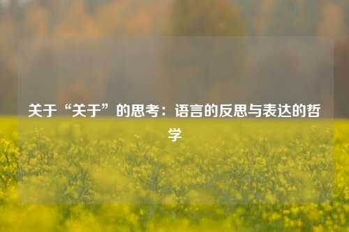 关于“关于”的思考：语言的反思与表达的哲学