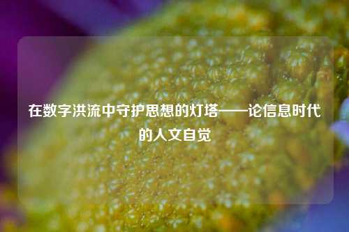 在数字洪流中守护思想的灯塔——论信息时代的人文自觉